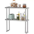 Acekool Stainless Steel Work Table with Backsplash & Wheels, Adjustable Under Shelf, 12x30/36/48in, for Kitchen, Restaurant, Laundry