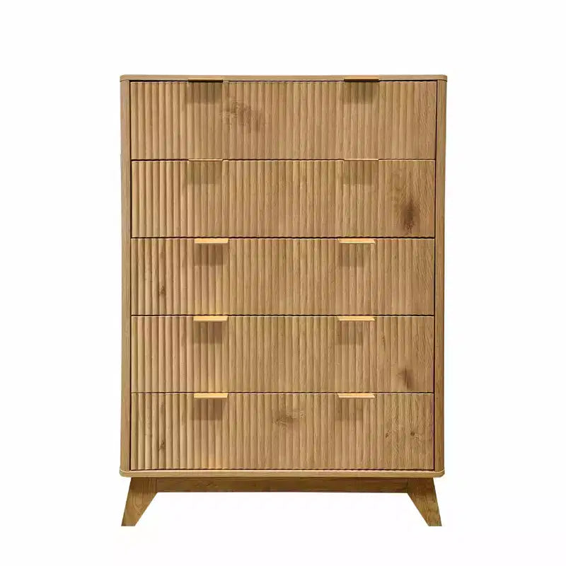 COZONY Cassettiera Alta a 5 Cassetti con Scanalatura a Onda in Legno, Cassettiera Moderna per Soggiorno, Camera da Leto per Bambini, Asilo Nido