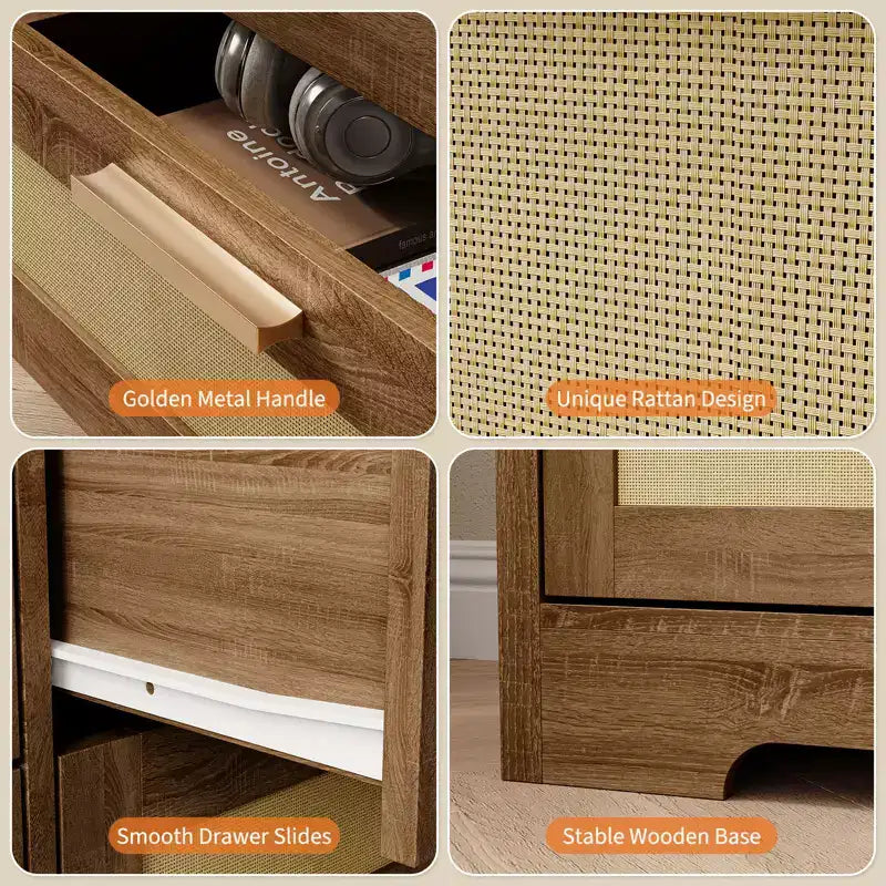 Cassettiera a 12 cassetti per camera da letto, cassettiera moderna in rattan, organizer in legno con cassetti e maniglie, per cameretta, ingresso, soggiorno