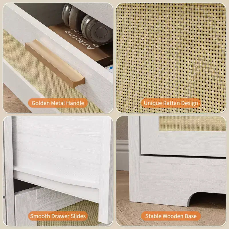 Cassettiera a 12 cassetti per camera da letto, cassettiera moderna in rattan, organizer in legno con cassetti e maniglie, per cameretta, ingresso, soggiorno