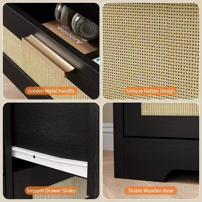 Cassettiera a 12 cassetti per camera da letto, cassettiera moderna in rattan, organizer in legno con cassetti e maniglie, per cameretta, ingresso, soggiorno