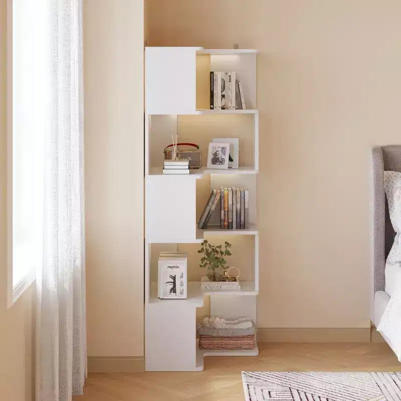 Karl Home Corner Book Shelf, bianco 6 ripiani, a L