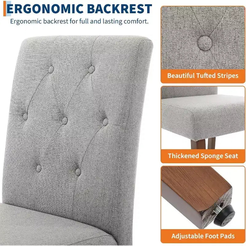 Set of 6 Washable Dining Chairs - 22 Wide Linen Seats with Steel Frame, Sage
