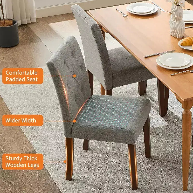 Set of 6 Washable Dining Chairs - 22 Wide Linen Seats with Steel Frame, Sage