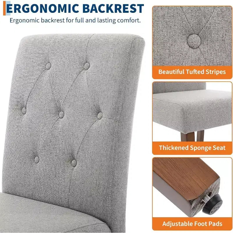 Set of 6 Washable Dining Chairs - 22 Wide Linen Seats with Steel Frame, Sage
