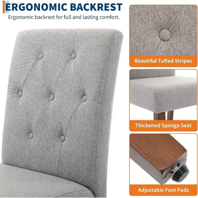 Set of 6 Washable Dining Chairs - 22 Wide Linen Seats with Steel Frame, Sage