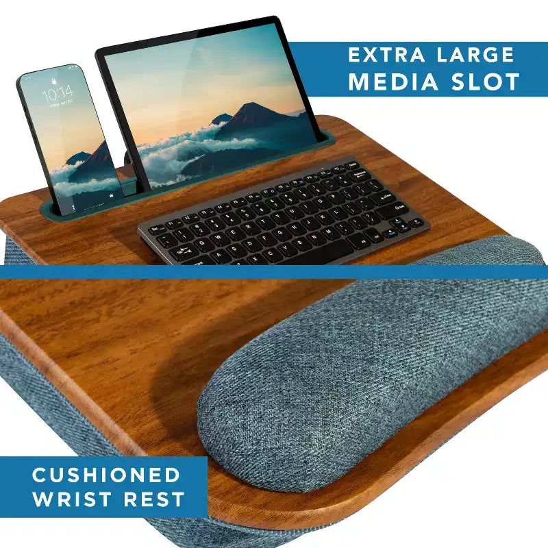 Portable Laptop Lap Desk with Foam Wrist Rest and Microbead Cushion