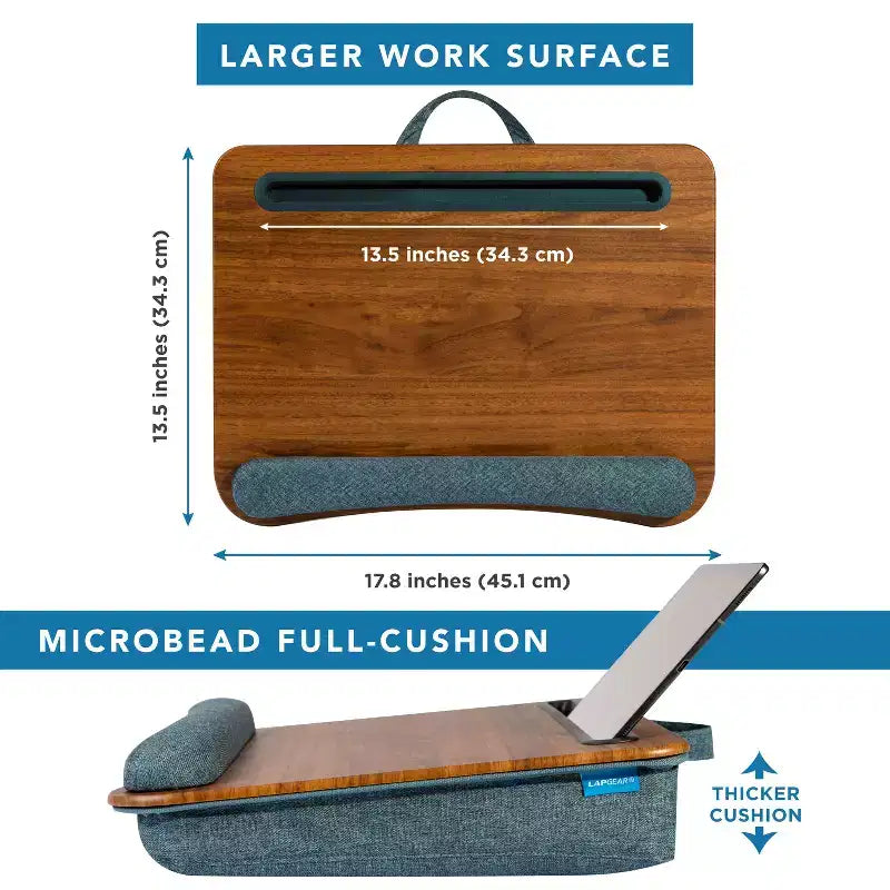 Portable Laptop Lap Desk with Foam Wrist Rest and Microbead Cushion