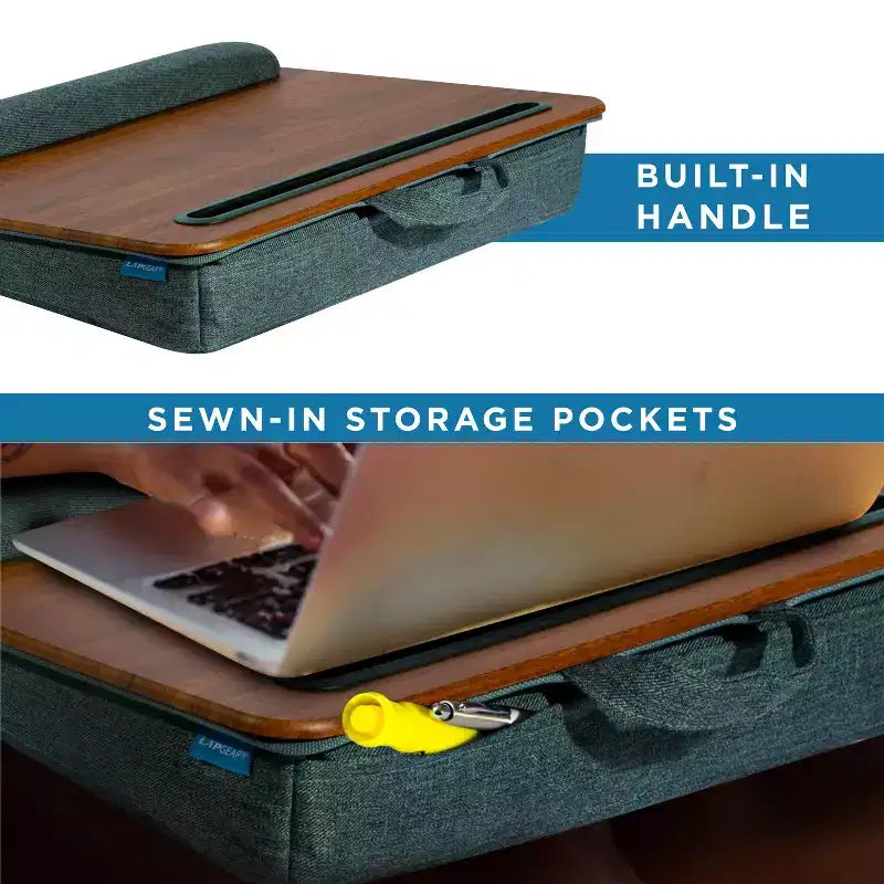 Portable Laptop Lap Desk with Foam Wrist Rest and Microbead Cushion