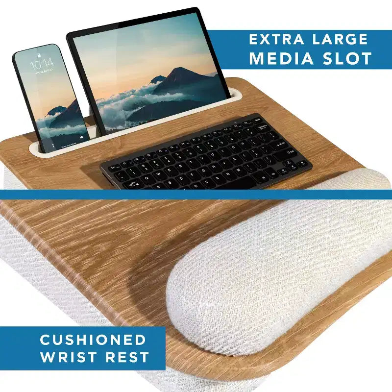 Portable Laptop Lap Desk with Foam Wrist Rest and Microbead Cushion