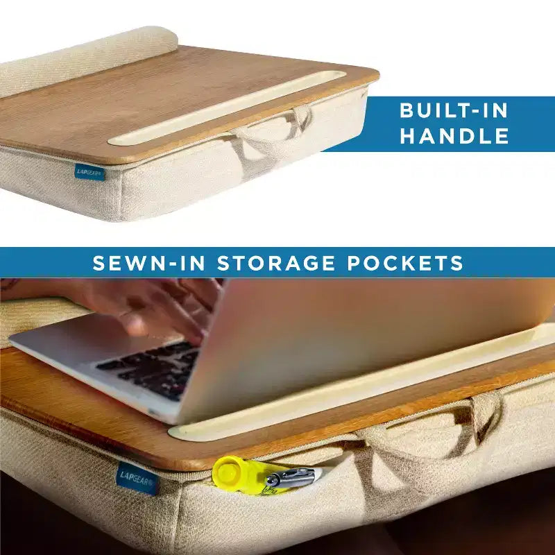 Portable Laptop Lap Desk with Foam Wrist Rest and Microbead Cushion