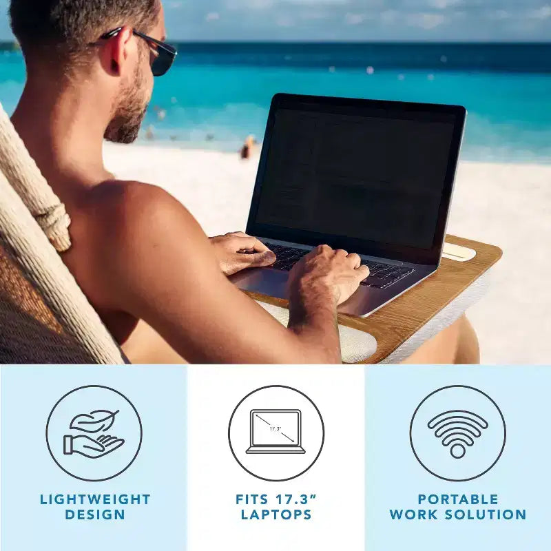 Portable Laptop Lap Desk with Foam Wrist Rest and Microbead Cushion