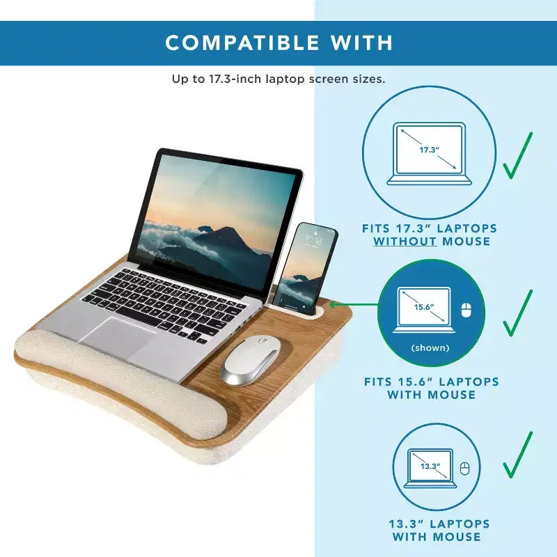 Portable Laptop Lap Desk with Foam Wrist Rest and Microbead Cushion