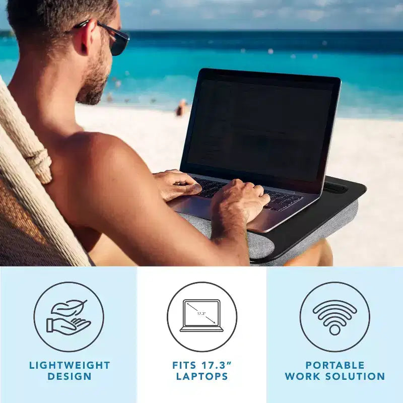 Portable Laptop Lap Desk with Foam Wrist Rest and Microbead Cushion