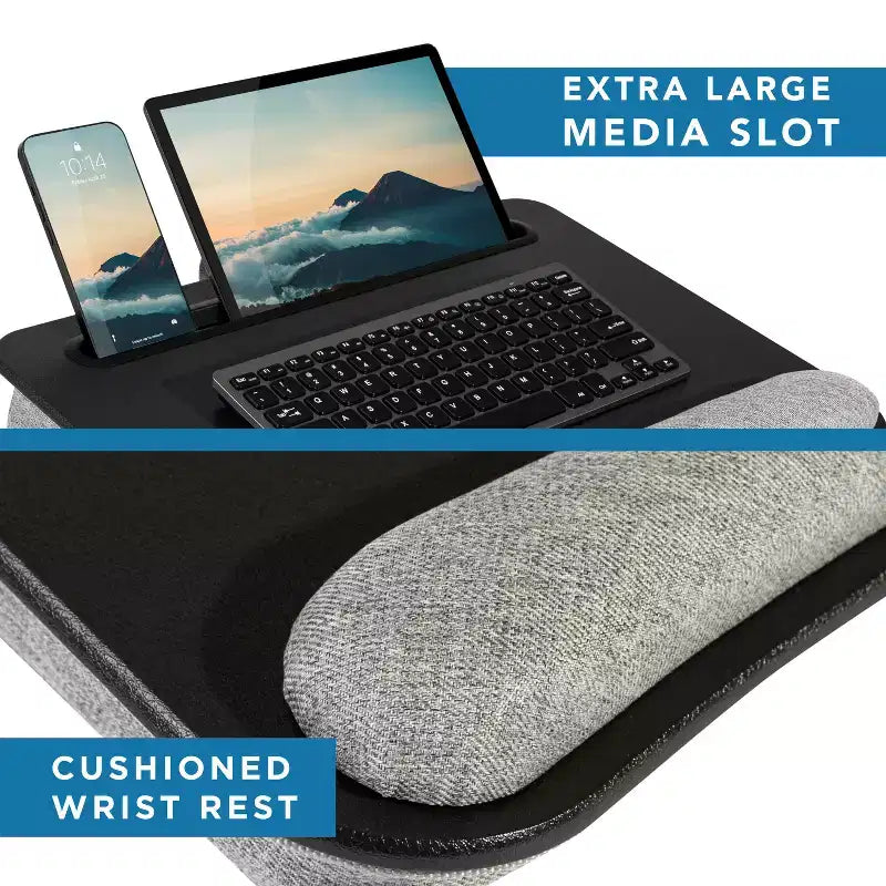 Portable Laptop Lap Desk with Foam Wrist Rest and Microbead Cushion