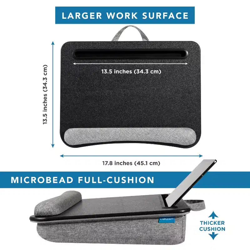 Portable Laptop Lap Desk with Foam Wrist Rest and Microbead Cushion