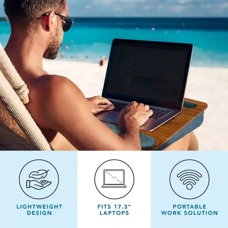Portable Laptop Lap Desk with Foam Wrist Rest and Microbead Cushion