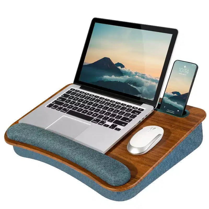 Portable Laptop Lap Desk with Foam Wrist Rest and Microbead Cushion
