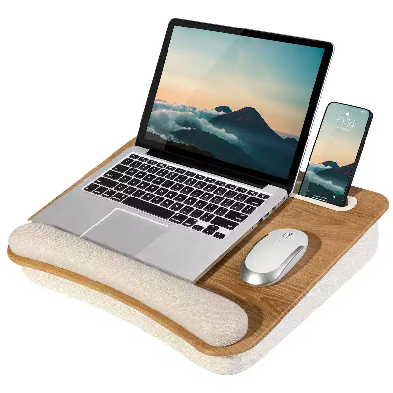 Portable Laptop Lap Desk with Foam Wrist Rest and Microbead Cushion