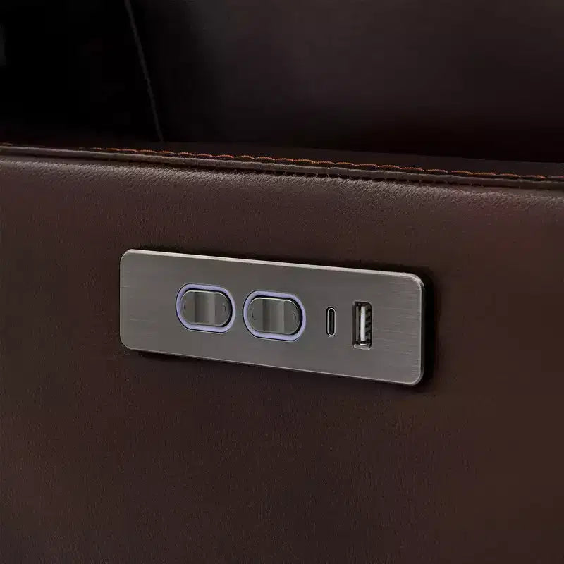 Leather Power Recliner Swivel Glider Rocker with Power Headrest