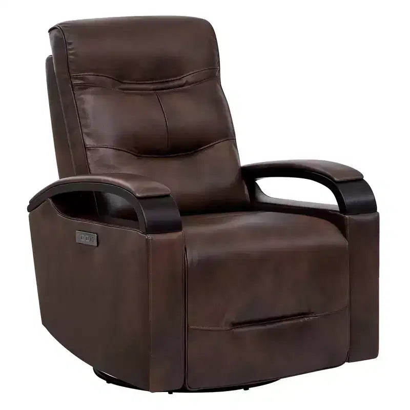 Leather Power Recliner Swivel Glider Rocker with Power Headrest