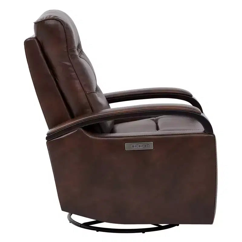 Leather Power Recliner Swivel Glider Rocker with Power Headrest