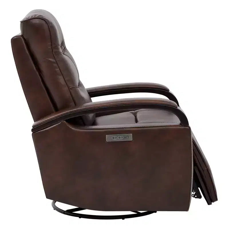 Leather Power Recliner Swivel Glider Rocker with Power Headrest