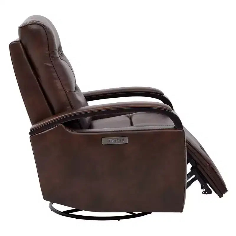 Leather Power Recliner Swivel Glider Rocker with Power Headrest