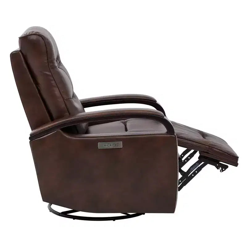 Leather Power Recliner Swivel Glider Rocker with Power Headrest