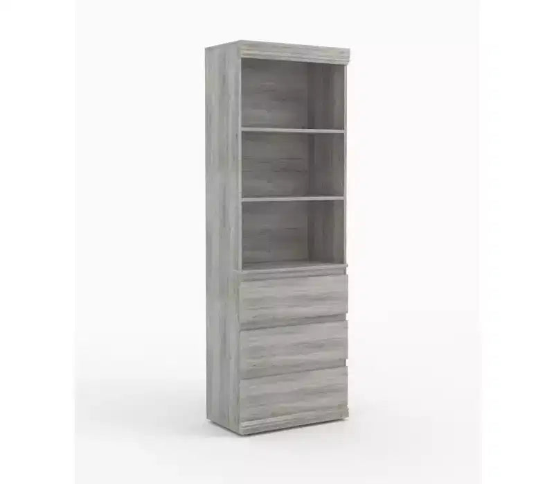 White Modern 70 Tall Bookcase with 3 Drawers & 3 Tier Open Shelves, Deep Storage Book Shelves Cabinet Organizer for Living Room, Home Office