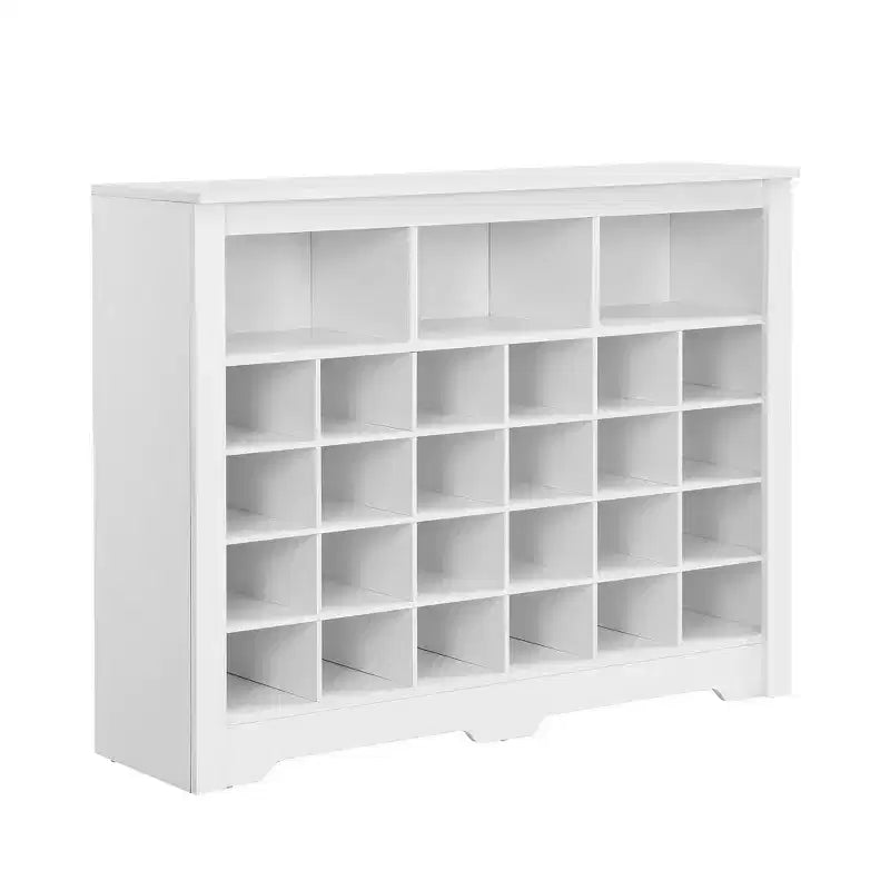 Sleek Shoe Cabinet with Curved Base - 24-Pair Shoe Rack