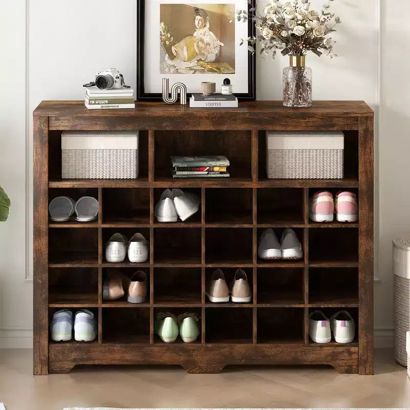 Sleek Shoe Cabinet with Curved Base, Shoe Rack for 24 Pairs, Shoe Cabinet Storage for Entryway, Living Room, Hallway