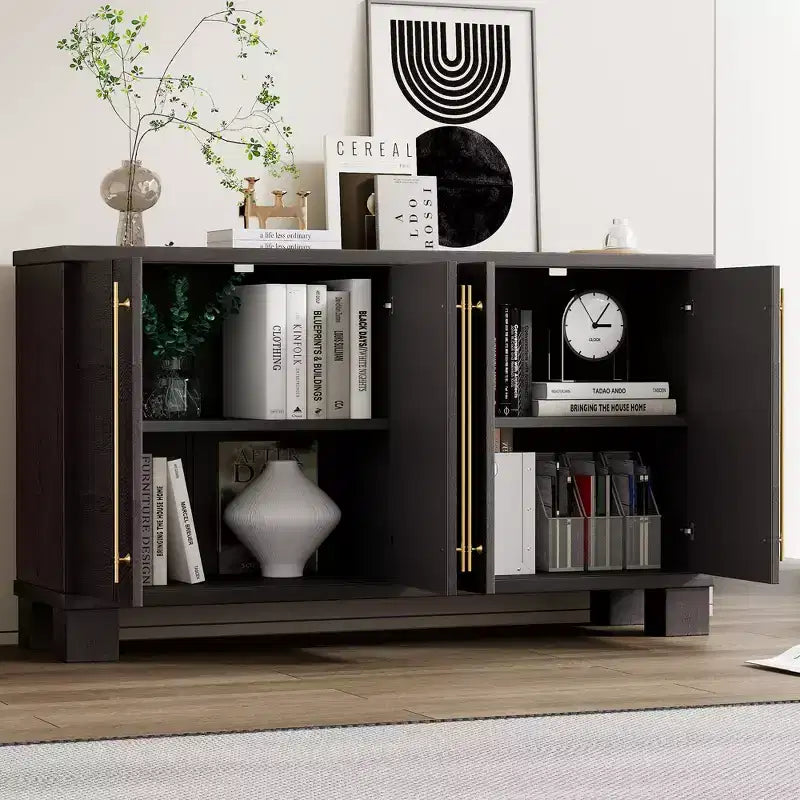 Modern Sideboard Cabinet, Bufft Cabinet with 4 Doors and 4 Shelves, Storage Cabinet for Living Room, Dining Room, Kitchen