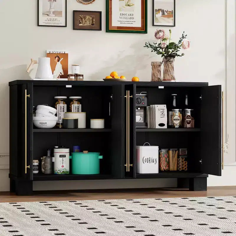Modern Sideboard Cabinet, Bufft Cabinet with 4 Doors and 4 Shelves, Storage Cabinet for Living Room, Dining Room, Kitchen