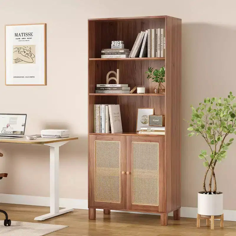 Minimalist Sideboard Buffet Cabinet with 2 Doors and 5 Shelves