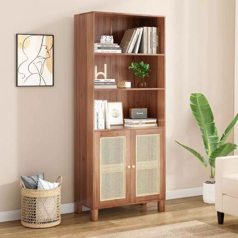 Minimalist Sideboard Buffet Cabinet with 2 Doors and 5 Shelves