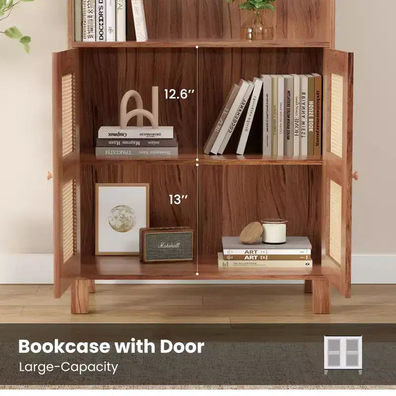 Minimalist Sideboard Buffet Cabinet with 2 Doors and 5 Shelves