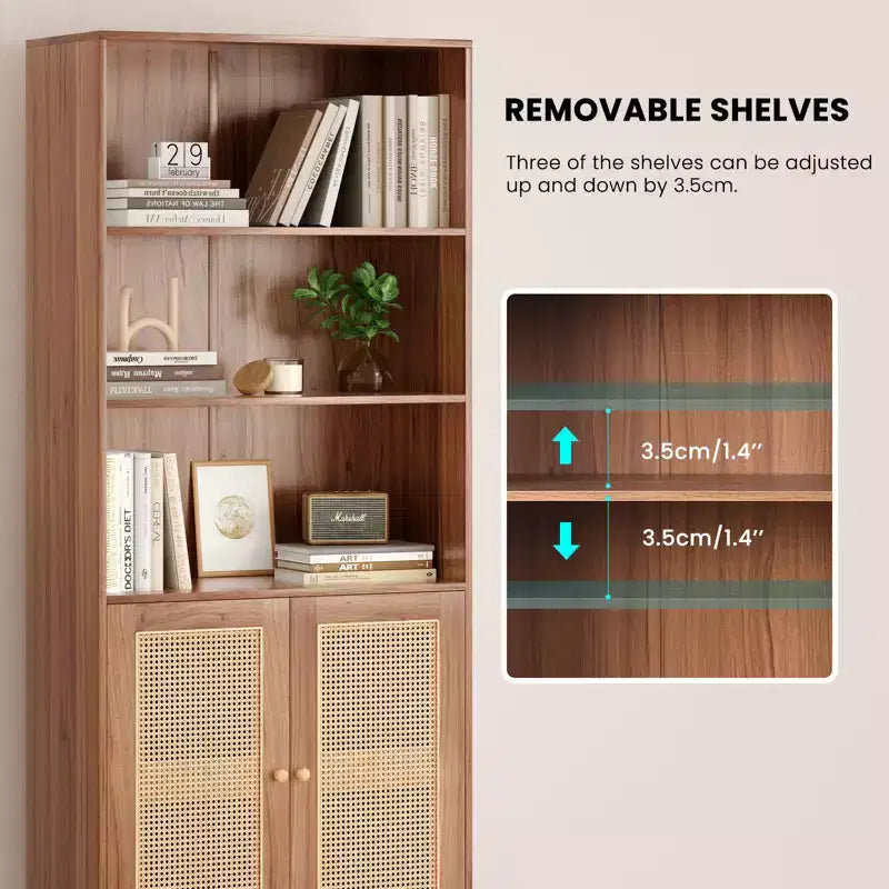 Minimalist Sideboard Buffet Cabinet with 2 Doors and 5 Shelves