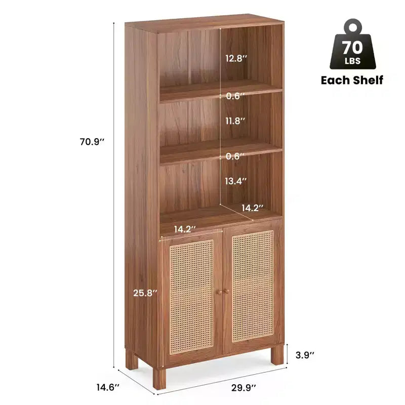 Minimalist Sideboard Buffet Cabinet with 2 Doors and 5 Shelves