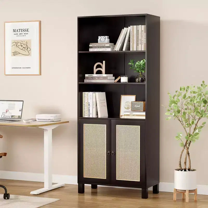 Minimalist Sideboard Buffet Cabinet with 2 Doors and 5 Shelves