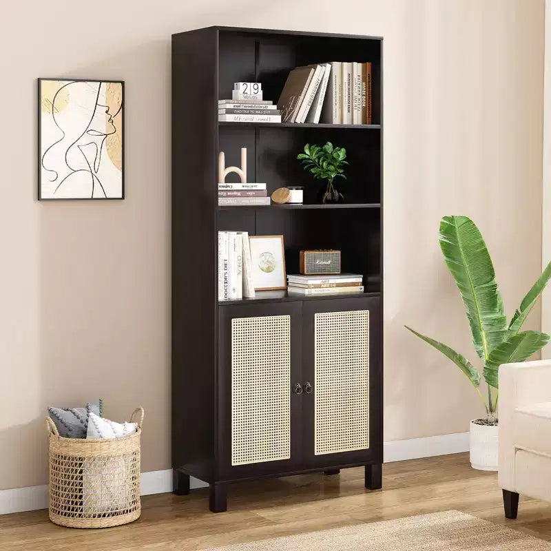 Minimalist Sideboard Buffet Cabinet with 2 Doors and 5 Shelves