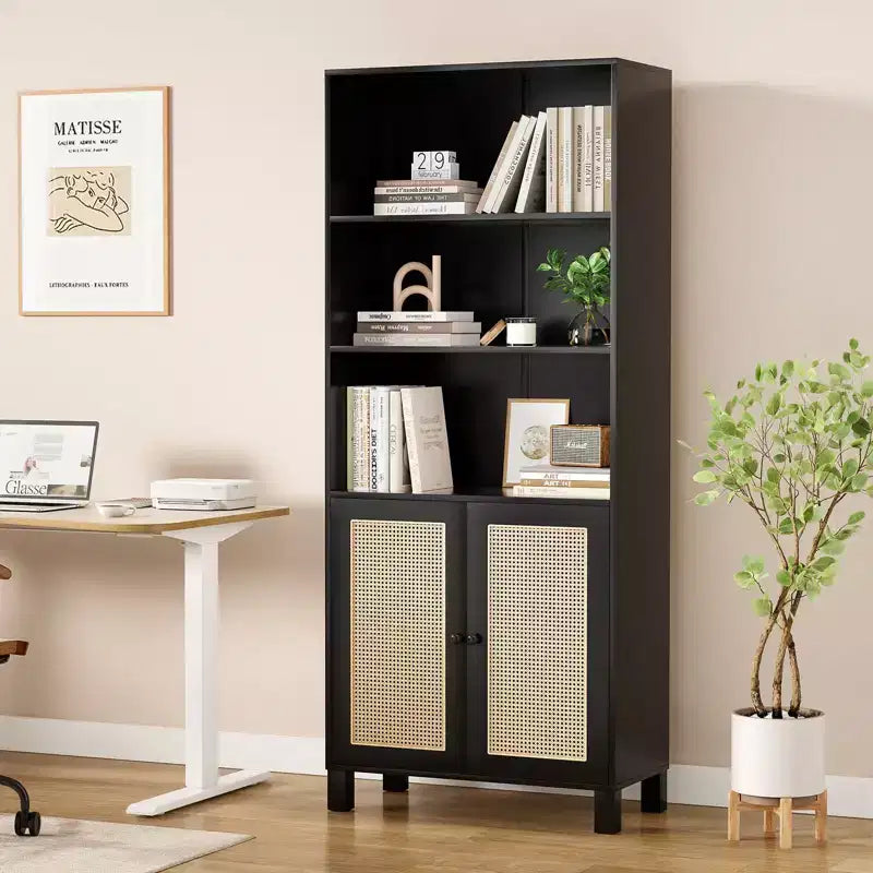 Minimalist Sideboard Buffet Cabinet with 2 Doors and 5 Shelves