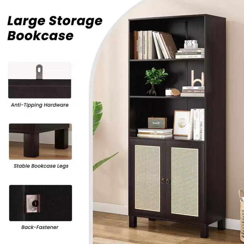 Minimalist Sideboard Buffet Cabinet with 2 Doors and 5 Shelves