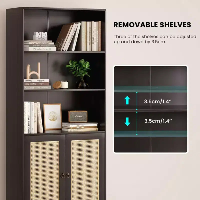 Minimalist Sideboard Buffet Cabinet with 2 Doors and 5 Shelves