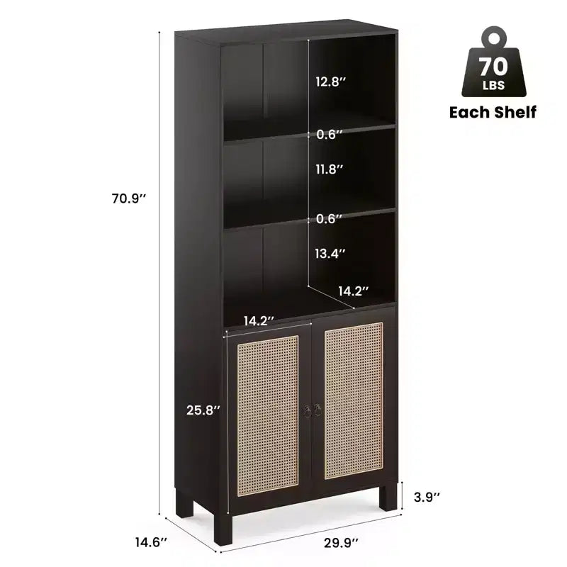 Minimalist Sideboard Buffet Cabinet with 2 Doors and 5 Shelves