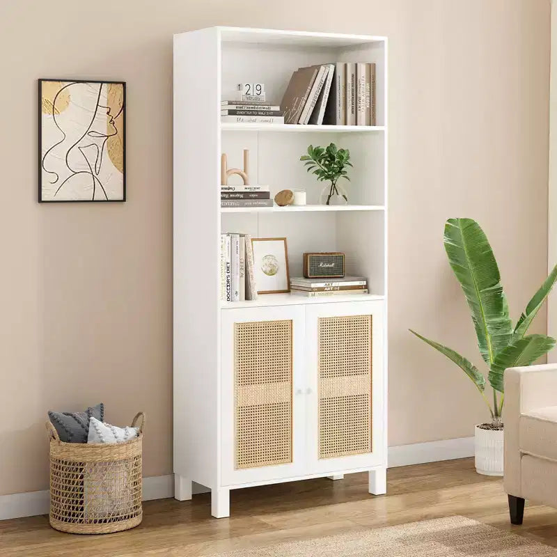Minimalist Sideboard Buffet Cabinet with 2 Doors and 5 Shelves