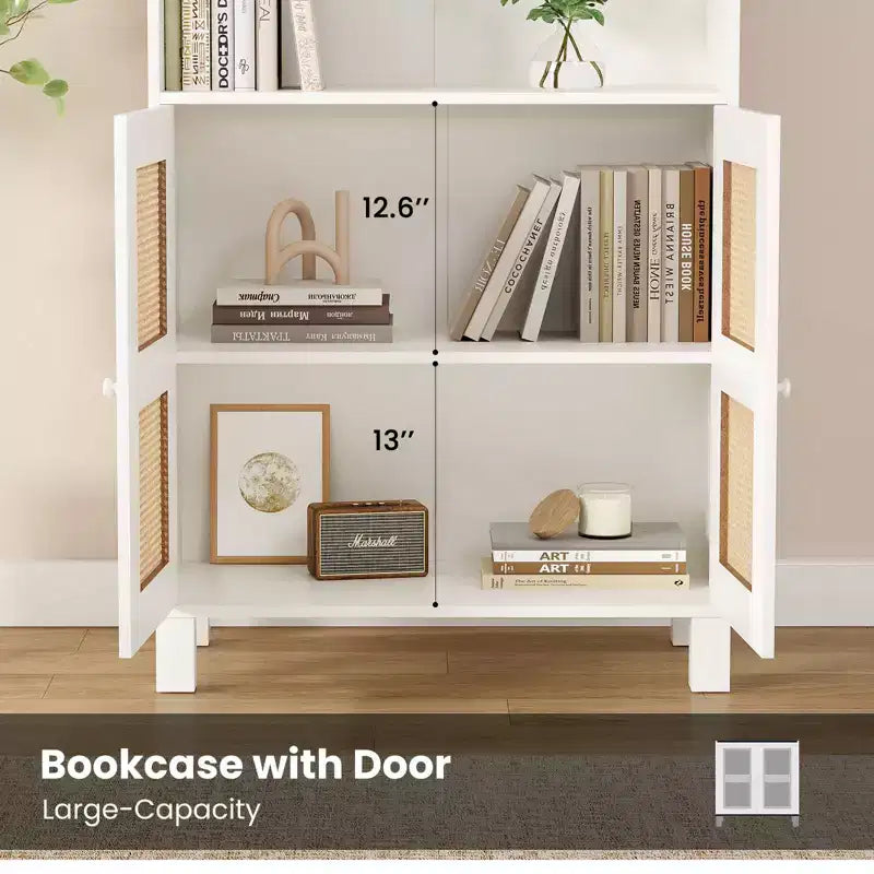 Minimalist Sideboard Buffet Cabinet with 2 Doors and 5 Shelves