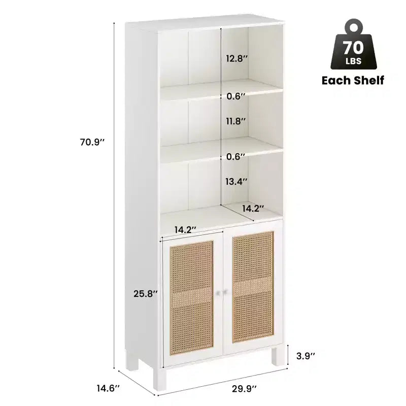 Minimalist Sideboard Buffet Cabinet with 2 Doors and 5 Shelves