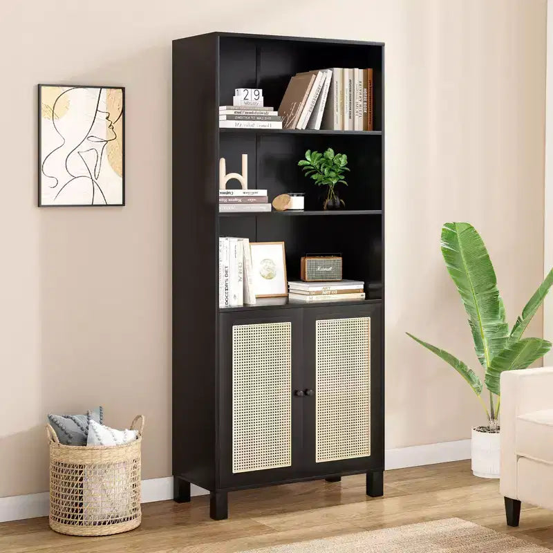 Minimalist Sideboard Buffet Cabinet with 2 Doors and 5 Shelves