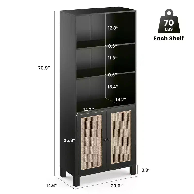 Minimalist Sideboard Buffet Cabinet with 2 Doors and 5 Shelves